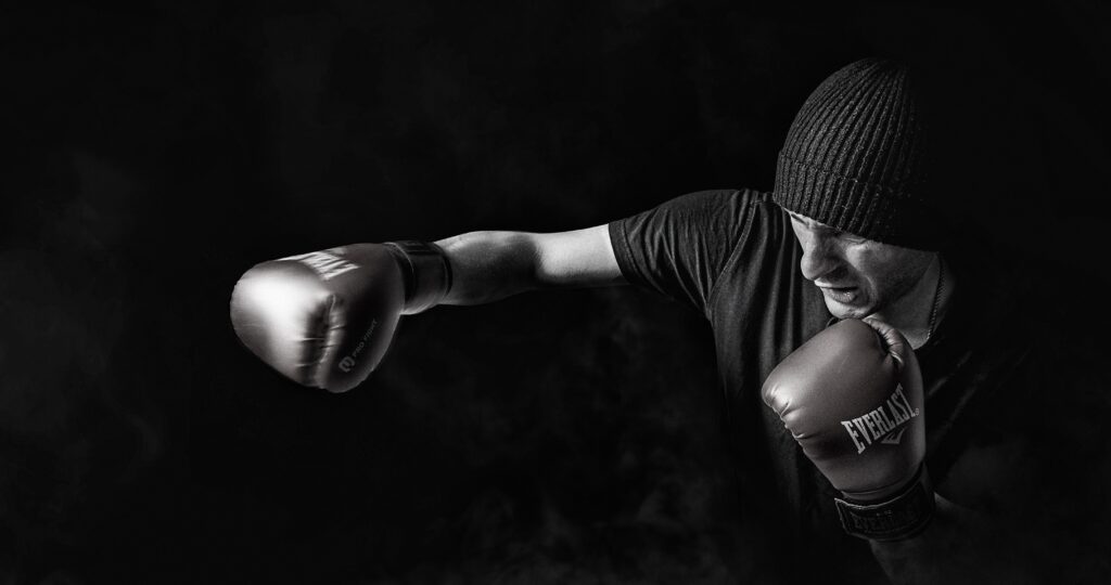 A boxer doing shadowboxing