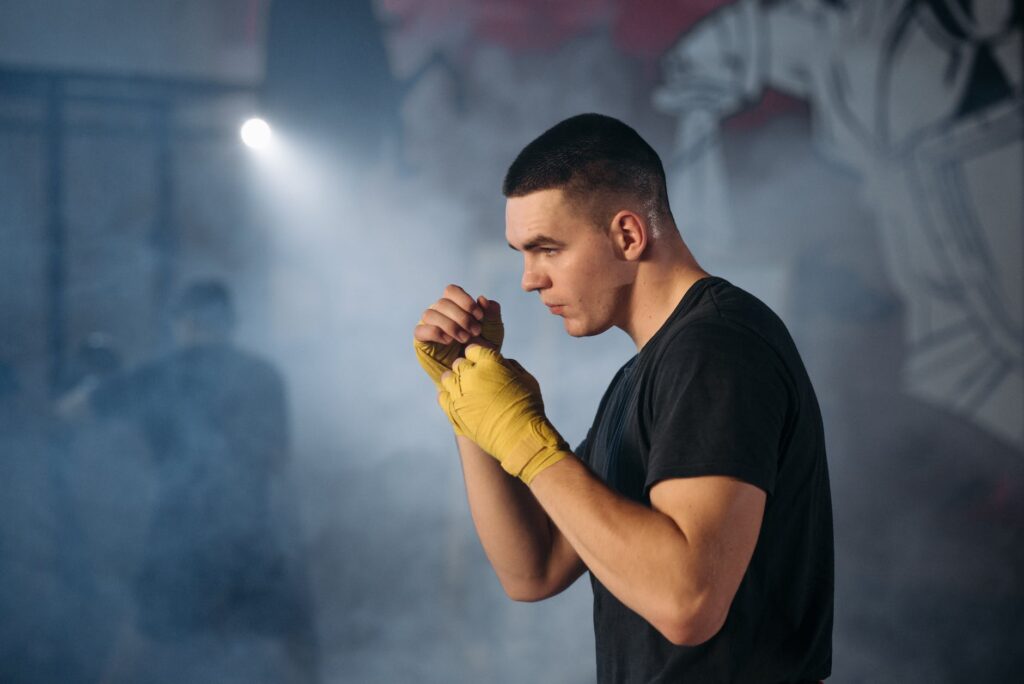 a man doing shadow boxing